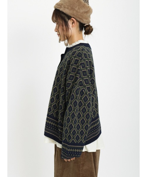 Samansa Mos2（サマンサ モスモス）の「ジャカードクルーカーディガン（カーディガン/ボレロ・レディース・ブルー/ブラック/ネイビー・ﾌﾘ-）」の13枚目の写真