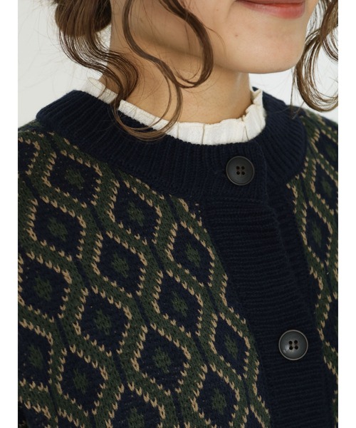 Samansa Mos2（サマンサ モスモス）の「ジャカードクルーカーディガン（カーディガン/ボレロ・レディース・ブルー/ブラック/ネイビー・ﾌﾘ-）」の17枚目の写真