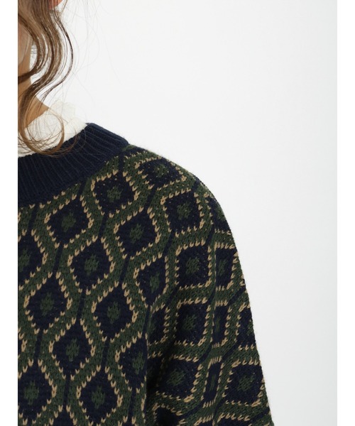 Samansa Mos2（サマンサ モスモス）の「ジャカードクルーカーディガン（カーディガン/ボレロ・レディース・ブルー/ブラック/ネイビー・ﾌﾘ-）」の15枚目の写真