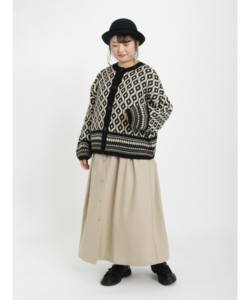 Samansa Mos2（サマンサ モスモス）の「ジャカードクルーカーディガン（カーディガン/ボレロ・レディース・ブルー/ブラック/ネイビー・ﾌﾘ-）」の7枚目の写真
