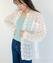【23S/S 春夏新作】ビッグシルエットぽこぽこドットシアーシャツ