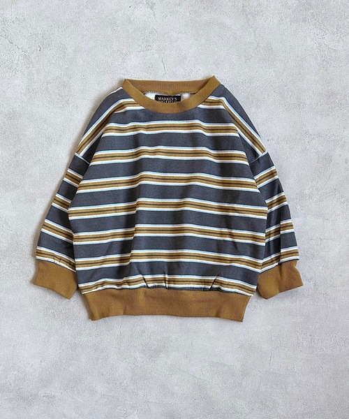 BIG FIELD（ビッグフィールド）の「ボーダースウェット（80～150cm）（スウェット・キッズ・チャコール/ブルー/ホワイト・110/120/95/100/90/130/140/150/80）」の3枚目の写真