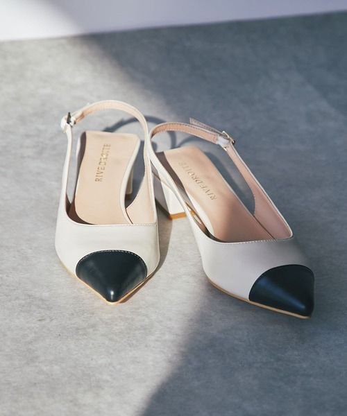 RIVE DROITE(リヴドロワ)の「つま先のバイカラーで華やかな足元に/バイカラーパンプス(パンプス・レディース・オフホワイト/ベージュ・S/M/L)」の16枚目の写真
