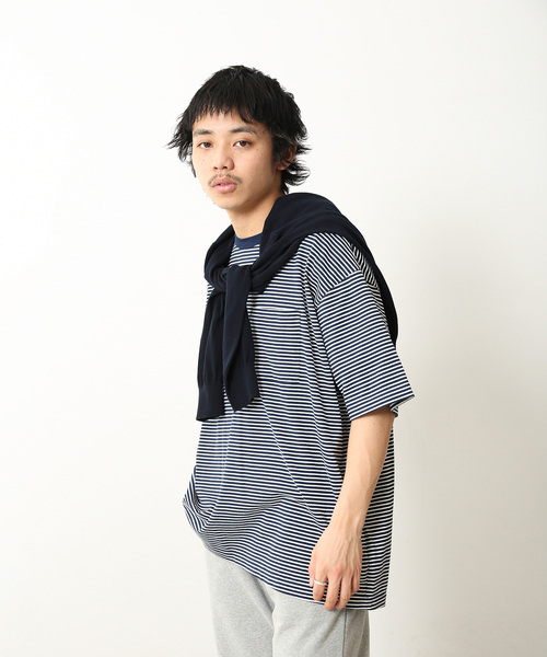 UNFOLLOW（アンフォロー）の「【FOLL / フォル】パーフェクトボーダーT(ルーズ)（Tシャツ/カットソー・メンズ・ブラック/カーキ/ネイビー・FREE）」の12枚目の写真