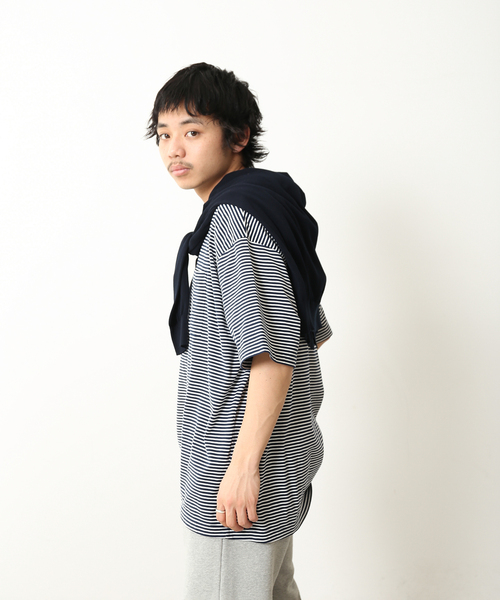 UNFOLLOW（アンフォロー）の「【FOLL / フォル】パーフェクトボーダーT(ルーズ)（Tシャツ/カットソー・メンズ・ブラック/カーキ/ネイビー・FREE）」の13枚目の写真