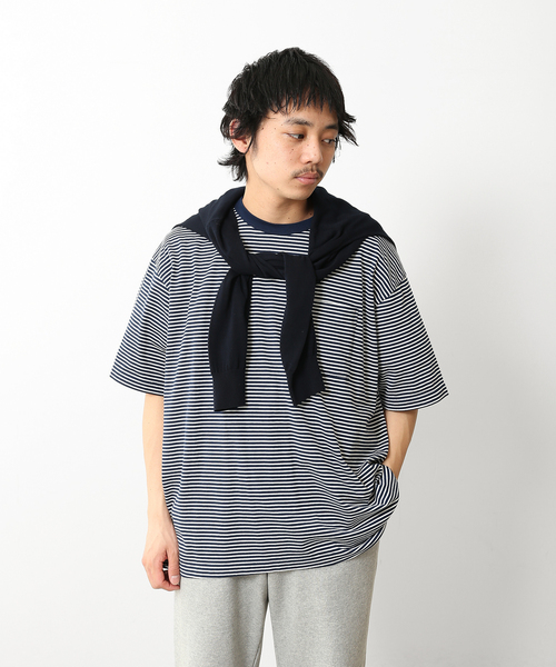 UNFOLLOW（アンフォロー）の「【FOLL / フォル】パーフェクトボーダーT(ルーズ)（Tシャツ/カットソー・メンズ・ブラック/カーキ/ネイビー・FREE）」の15枚目の写真