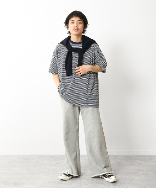 UNFOLLOW（アンフォロー）の「【FOLL / フォル】パーフェクトボーダーT(ルーズ)（Tシャツ/カットソー・メンズ・ブラック/カーキ/ネイビー・FREE）」の16枚目の写真