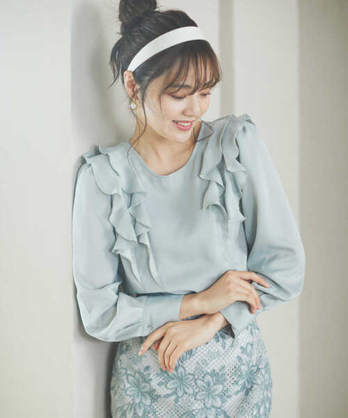 PROPORTION BODY DRESSING（プロポーションボディドレッシング）の「ラッフルブラウス / 1213110200（シャツ/ブラウス・レディース・オフホワイト/グレー/カーキ・SMALL/MEDIUM）」の12枚目の写真