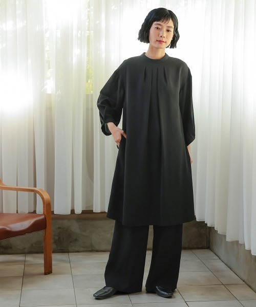 喪服・礼服】＜Neina＞洗える防しわタックデザインワンピース＋ワイド