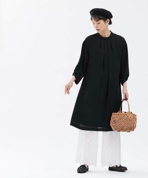 喪服・礼服】＜Neina＞洗える防しわタックデザインワンピース＋ワイド