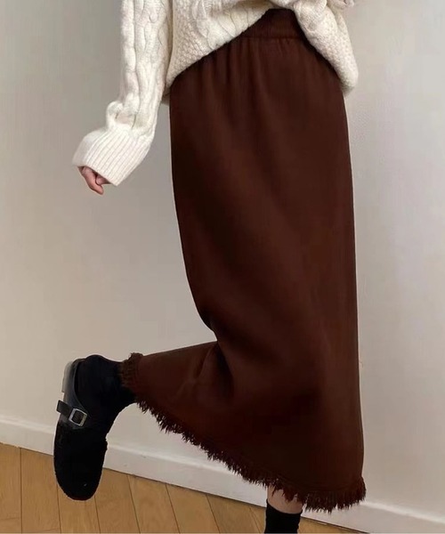 MAISON DE THERESE（メゾン ド テレーズ）の「ニットストレートスカート（スカート・レディース・アイボリー/モカ/ブラウン/グレー/ダークグレー/ブラック・M）」の2枚目の写真