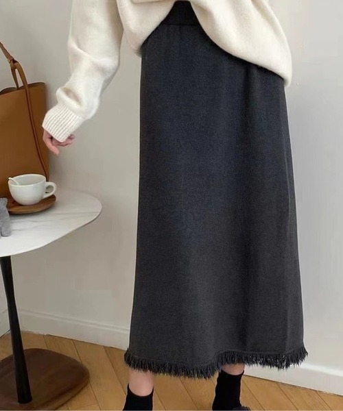 MAISON DE THERESE（メゾン ド テレーズ）の「ニットストレートスカート（スカート・レディース・アイボリー/モカ/ブラウン/グレー/ダークグレー/ブラック・M）」の5枚目の写真