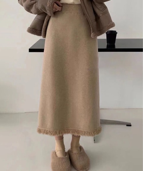 MAISON DE THERESE（メゾン ド テレーズ）の「ニットストレートスカート（スカート・レディース・アイボリー/モカ/ブラウン/グレー/ダークグレー/ブラック・M）」の7枚目の写真