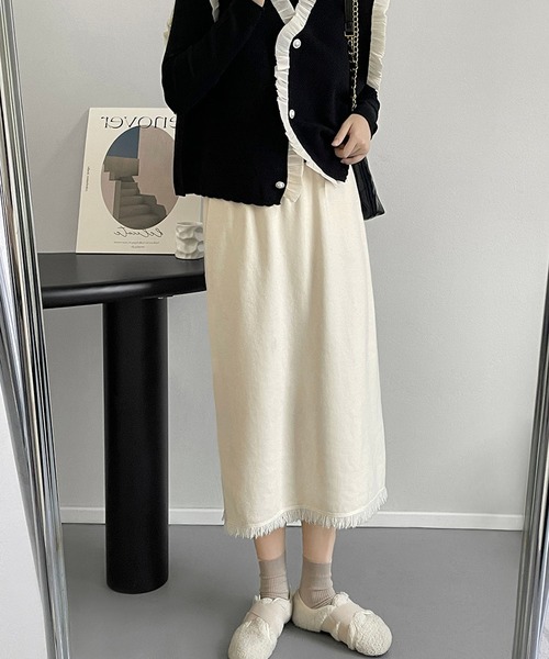 MAISON DE THERESE（メゾン ド テレーズ）の「ニットストレートスカート（スカート・レディース・アイボリー/モカ/ブラウン/グレー/ダークグレー/ブラック・M）」の14枚目の写真