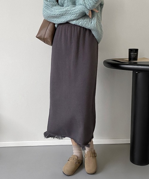 MAISON DE THERESE（メゾン ド テレーズ）の「ニットストレートスカート（スカート・レディース・アイボリー/モカ/ブラウン/グレー/ダークグレー/ブラック・M）」の16枚目の写真