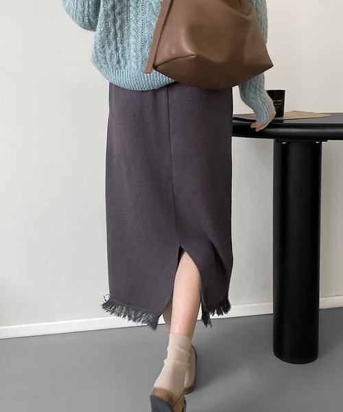 MAISON DE THERESE（メゾン ド テレーズ）の「ニットストレートスカート（スカート・レディース・アイボリー/モカ/ブラウン/グレー/ダークグレー/ブラック・M）」の17枚目の写真