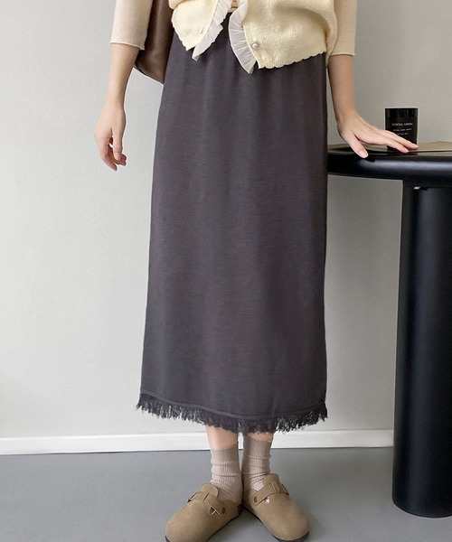 MAISON DE THERESE（メゾン ド テレーズ）の「ニットストレートスカート（スカート・レディース・アイボリー/モカ/ブラウン/グレー/ダークグレー/ブラック・M）」の18枚目の写真