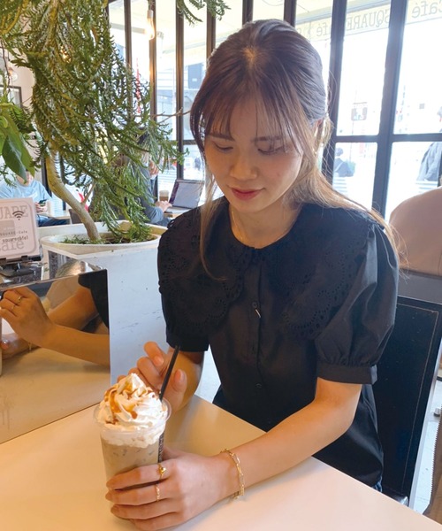 CORNERS(コーナーズ)の「スカラップレースビッグカラーブラウス(シャツ/ブラウス・レディース・オフホワイト/ブラック・FREE)」の7枚目の写真