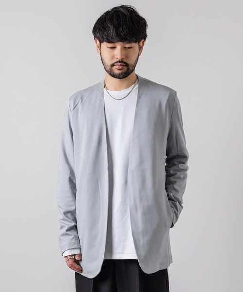ATTACHMENT（アタッチメント）の「コットンダブルフェイス カラーレス カーディガン  /  COTTON DOUBLE FACE COLLARLESS CARDIGAN（カーディガン/ボレロ・メンズ・ブラック/ダークグレー/ライトブルー・1/2/3）」の11枚目の写真