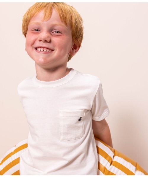 PETIT BATEAU（プチバトー）の「コットン半袖Ｔシャツ（Tシャツ/カットソー・キッズ・オフホワイト/ダークネイビー・5YEAR/4YEAR/3YEAR）」の2枚目の写真