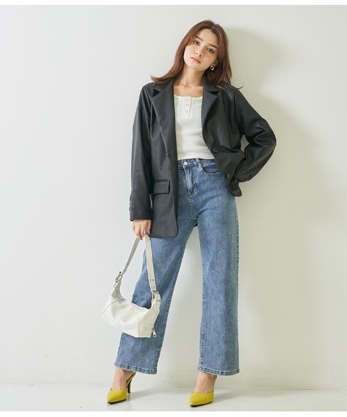 ANAP(アナップ)の「スクエアカットミュール(パンプス・レディース・ホワイト/ブラック/イエロー×グリーン・LL/L/S/M)」の15枚目の写真