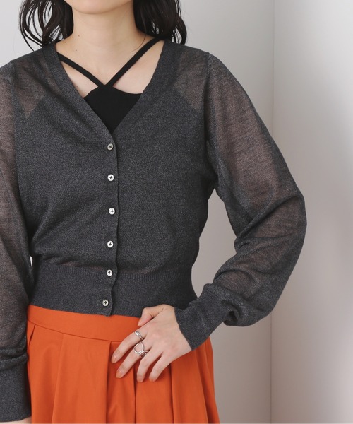 N.(N. Natural Beauty Basic)(エヌエヌナチュラルビューティーベーシック)の「◆レヴィータVカーディガン(カーディガン/ボレロ・レディース・オフホワイト/ブラック/モカ/ミント/ブラック系その他・MEDIUM)」の3枚目の写真