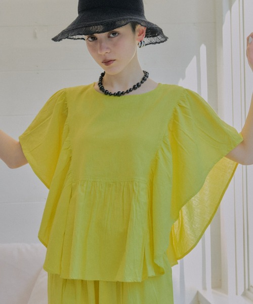 manana suerte（マニャーナスエルテ）の「新カラー登場　コットンリネンフリルプルオーバー（Tシャツ/カットソー・レディース・ボルドー/ブラック/イエロー・FREE）」の20枚目の写真