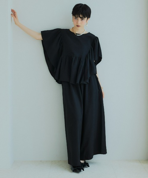 ハンドメイド 『リネン フリルスリーブ シャツ *フジイロ