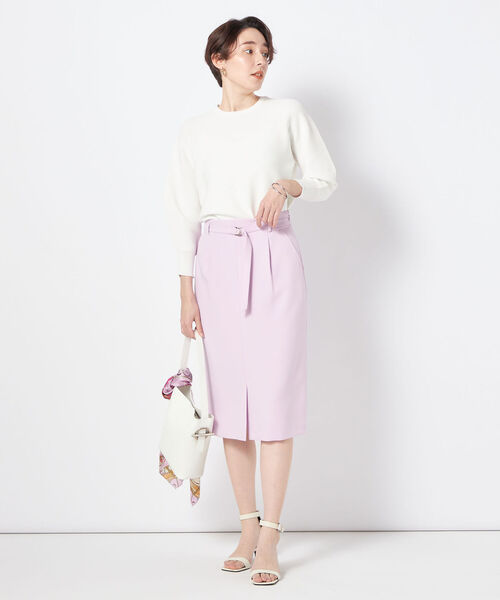 NOLLEY’S Sophi（ノーリーズソフィ）の「ライトダブルクロスベルト付タイトスカート（スカート・レディース・ホワイト/ベビーピンク/グレイッシュベージュ/ブラック・34/38/36）」の5枚目の写真