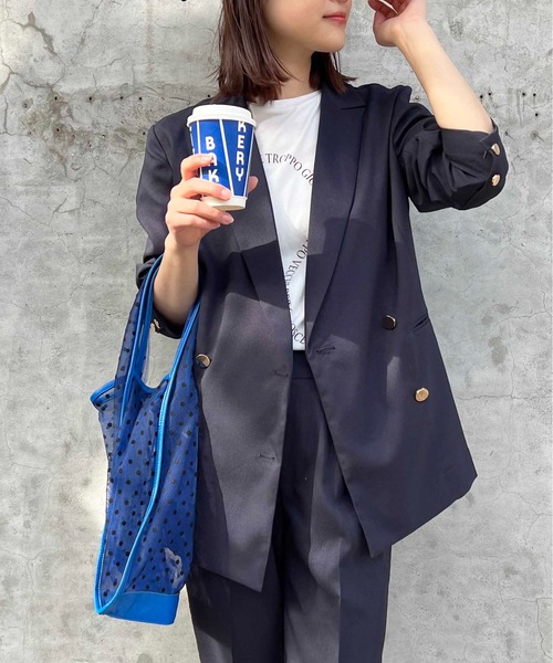 PICCIN（ピッチン）の「【セットアップ可能】リネンライクダブルジャケット（テーラードジャケット・レディース・ネイビー/ブラック/グレイッシュベージュ・M）」の3枚目の写真