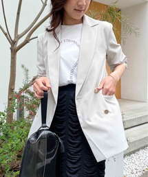 PICCIN | 【セットアップ可能】リネンライクダブルジャケット(テーラードジャケット)