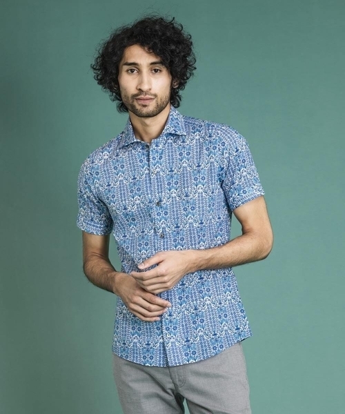 MICHEL KLEIN HOMME (ミッシェルクランオム)の「《日本製》リバティ半袖シャツ(シャツ/ブラウス・メンズ・ホワイト/ライトブルー/ブルー・X-LARGE/MEDIUM/LARGE)」の3枚目の写真