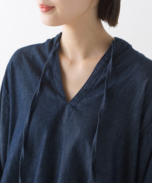 OMNES(オムネス)の「シャンブレー袖ボリュームスキッパー長袖シャツ(シャツ/ブラウス・レディース・ブルー系その他/インディゴブルー・FREE)」の5枚目の写真