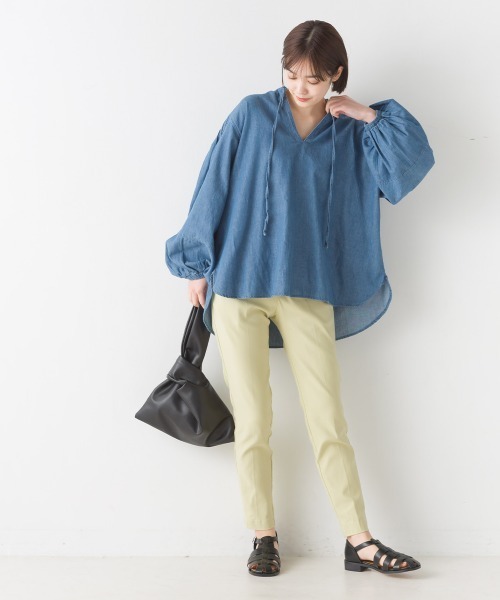 OMNES(オムネス)の「シャンブレー袖ボリュームスキッパー長袖シャツ(シャツ/ブラウス・レディース・ブルー系その他/インディゴブルー・FREE)」の8枚目の写真