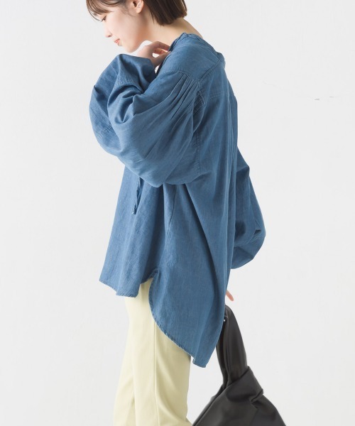 OMNES(オムネス)の「シャンブレー袖ボリュームスキッパー長袖シャツ(シャツ/ブラウス・レディース・ブルー系その他/インディゴブルー・FREE)」の9枚目の写真