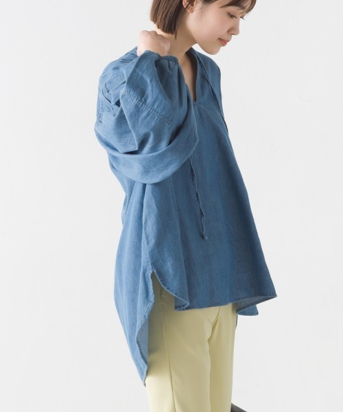 OMNES(オムネス)の「シャンブレー袖ボリュームスキッパー長袖シャツ(シャツ/ブラウス・レディース・ブルー系その他/インディゴブルー・FREE)」の11枚目の写真