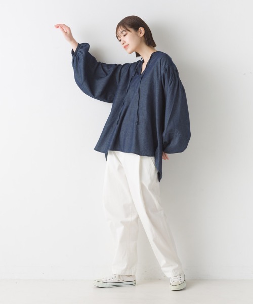 OMNES(オムネス)の「シャンブレー袖ボリュームスキッパー長袖シャツ(シャツ/ブラウス・レディース・ブルー系その他/インディゴブルー・FREE)」の17枚目の写真