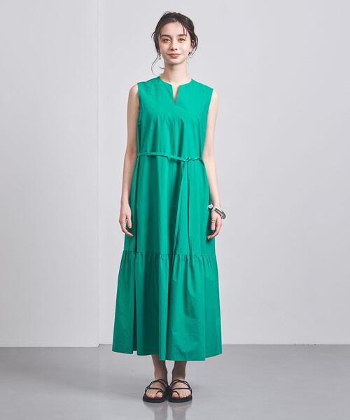 UNITED ARROWS（ユナイテッドアローズ）の「キーネック マキシワンピース（ワンピース・レディース・ブラック/ライトグレー/ケリー・36/38）」の4枚目の写真