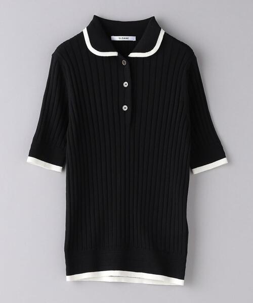レディース SLOANE × BEAMS / 別注ワイドリブ バイカラー ポロニット