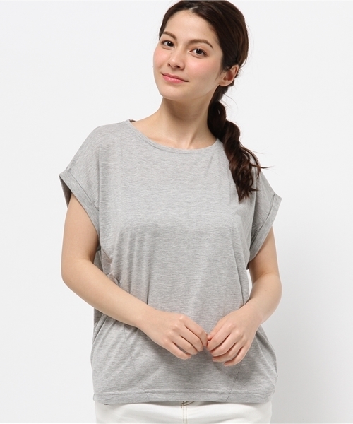 OUTLET(アウトレット)の「【CIAOPANIC TYPY】ロールアップフレンチTシャツ(Tシャツ/カットソー・レディース・ネイビー/ホワイト/イエロー/グレー・FREE)」の1枚目の写真