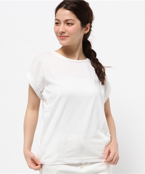 OUTLET(アウトレット)の「【CIAOPANIC TYPY】ロールアップフレンチTシャツ(Tシャツ/カットソー・レディース・ネイビー/ホワイト/イエロー/グレー・FREE)」の2枚目の写真