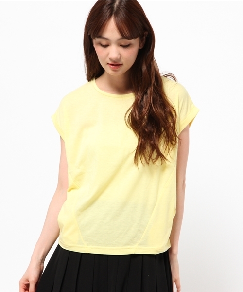 OUTLET(アウトレット)の「【CIAOPANIC TYPY】ロールアップフレンチTシャツ(Tシャツ/カットソー・レディース・ネイビー/ホワイト/イエロー/グレー・FREE)」の4枚目の写真