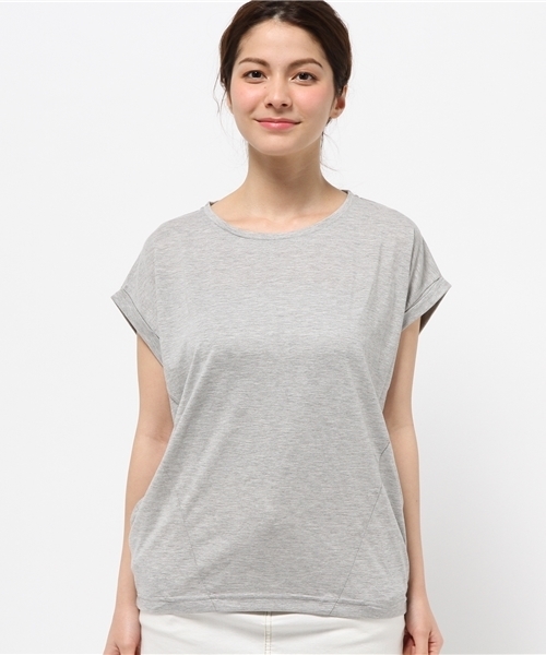 OUTLET(アウトレット)の「【CIAOPANIC TYPY】ロールアップフレンチTシャツ(Tシャツ/カットソー・レディース・ネイビー/ホワイト/イエロー/グレー・FREE)」の5枚目の写真
