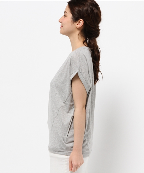 OUTLET(アウトレット)の「【CIAOPANIC TYPY】ロールアップフレンチTシャツ(Tシャツ/カットソー・レディース・ネイビー/ホワイト/イエロー/グレー・FREE)」の6枚目の写真