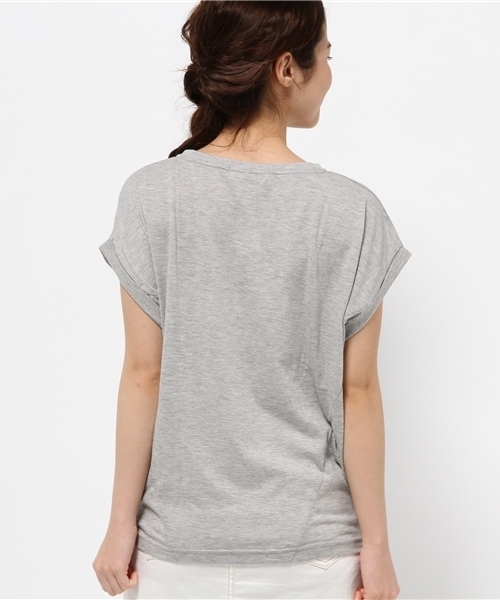 OUTLET(アウトレット)の「【CIAOPANIC TYPY】ロールアップフレンチTシャツ(Tシャツ/カットソー・レディース・ネイビー/ホワイト/イエロー/グレー・FREE)」の7枚目の写真