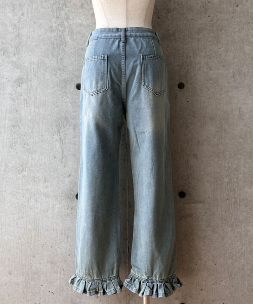 セール】フリルデザインデニムパンツ（デニムパンツ）｜meJane