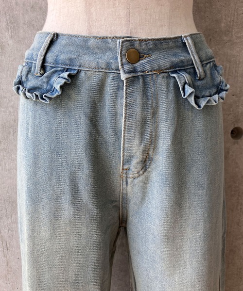 meJane（ミージェーン）の「フリルデザインデニムパンツ（デニムパンツ・レディース・ブルー・S/M/L）」の12枚目の写真