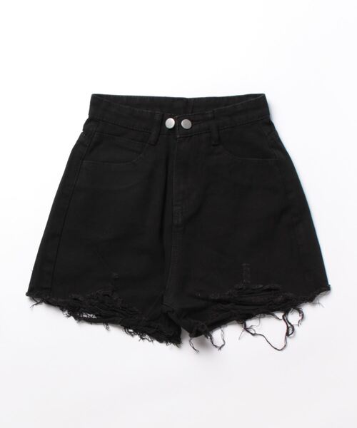 セール】カットオフダメージ加工デニムショートパンツ（デニム