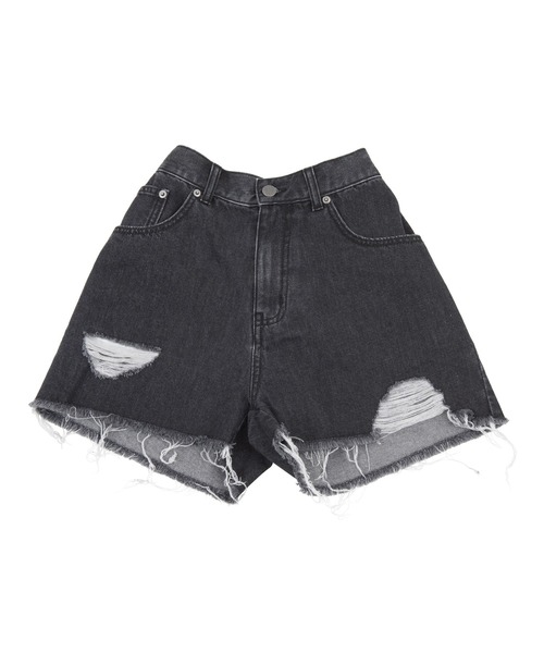 PUNYUS（プニュズ）の「ダメージデニムショートパンツ（デニムパンツ・レディース・ブラック/ライトブルー/スカイブルー・1/2/4/3）」の7枚目の写真