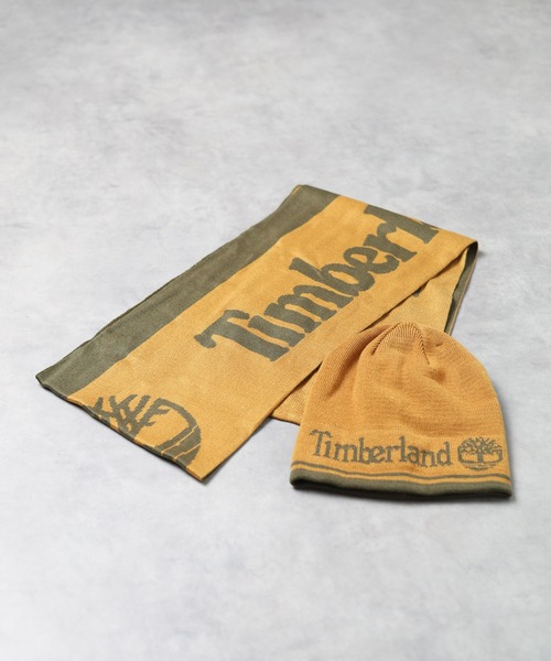 Timberland(ティンバーランド)の「『Timberland』STRIPE LOGO JACQUARD SCARF リバーシブル ニット帽&マフラー セット(ニットキャップ/ビーニー・レディース・ブラック/グレー/キャメル・FREE)」の3枚目の写真
